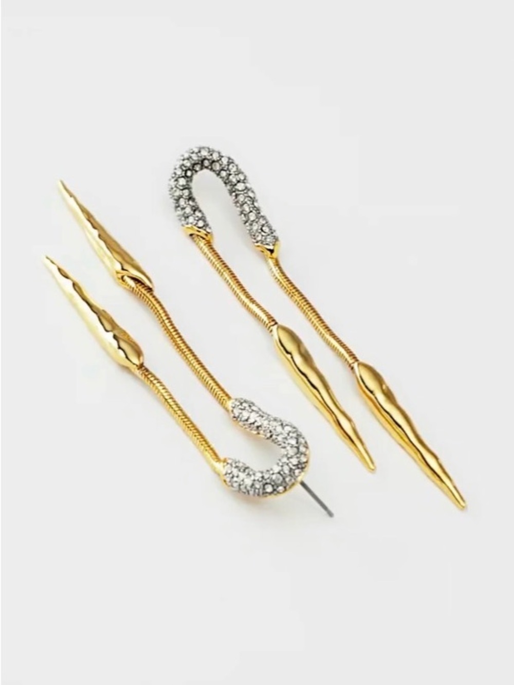 Alexis Bittar Earrings Solanales Arched Crystal Chained Spear Gold JL26 - Picture 2 of 7